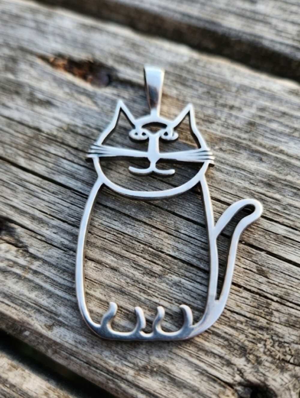 Sterling Silver Cat , Kitty, Feline Pendant